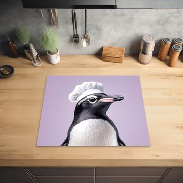 Protector de inducción - Pingüino - Gorro de cocinero - Tierno - Morado
