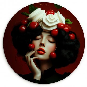 Cuadro redondo - Mujer - Cerezas - Nata montada
