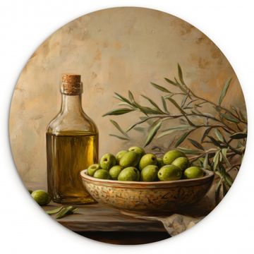 Cuadro redondo - Aceitunas - Naturaleza muerta - Vintage