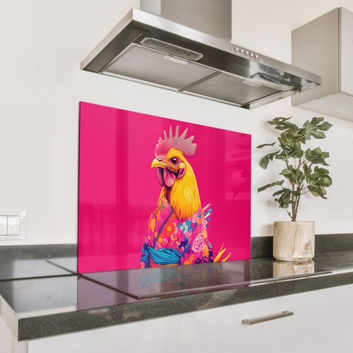 Salpicaderos de cocina - Gallo - Colorido - Kimono - Rosa