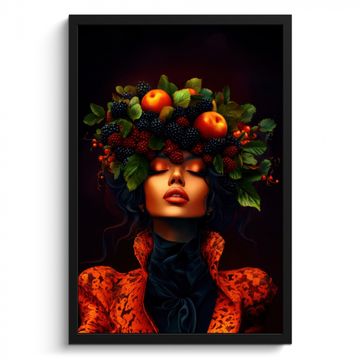 Cuadros enmarcados - Mujer - Negro - Bayas - Zarzamoras - Manzanas