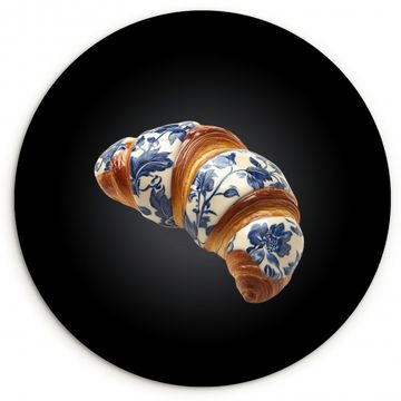 Cuadro redondo - Croissant - Motivo floral - Azul de Delft