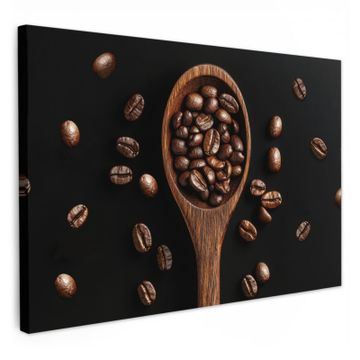Lienzos decorativos - Madera - Negro - Granos de café