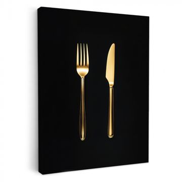 Lienzos decorativos - Cubiertos - Oro - Cuchillo - Tenedor
