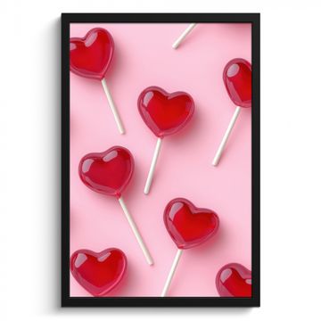 Cuadros enmarcados - Piruletas - Corazones - Rosa