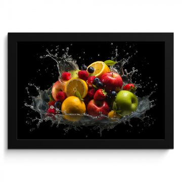 Cuadros enmarcados - Fruta - Manzana - Naranja - Frutos rojos - Agua