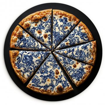Cuadro redondo - Pizza - Comida - Azul de Delft