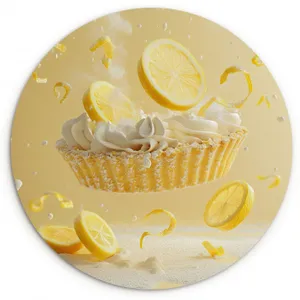 Cuadro redondo - Limón - Pastel - Comida - Amarillo