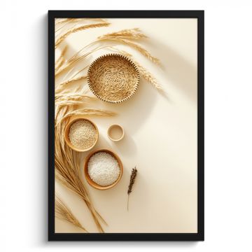Cuadros enmarcados - Cereales - Madera - Cuenco - Beige