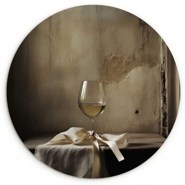 Cuadro redondo - Lazo - Beige - Blanco - Vino
