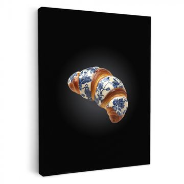 Lienzos decorativos - Croissant - Motivo floral - Azul de Delft