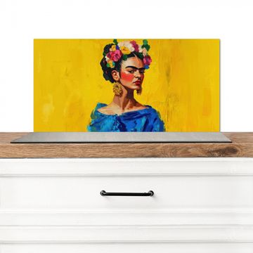 Salpicaderos de cocina - Frida Kahlo - Mujer - Amarillo - Azul - Flores