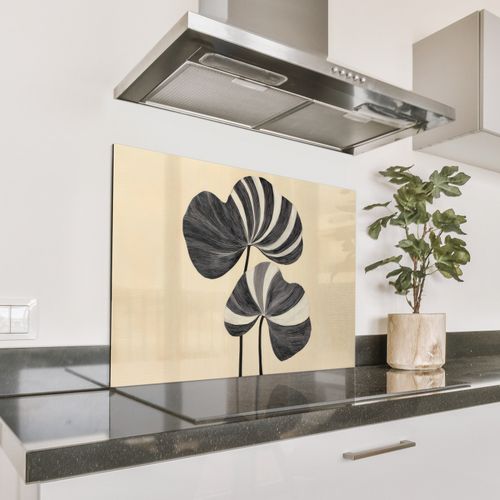 Salpicaderos de cocina - Negro - Hojas - Rayas - Minimalista
