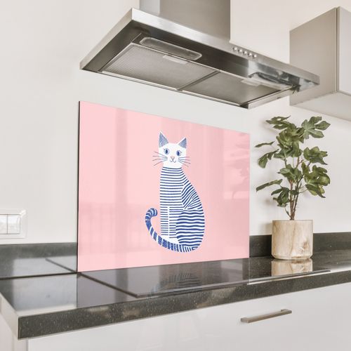 Gato - Ilustración - Minimalista - Rosa