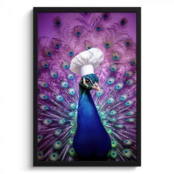 Cuadros enmarcados - Pavo real - Gorro de cocinero - Genial - Morado