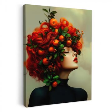 Lienzos decorativos - Mujer - Manzanas - Rojo - Hojas