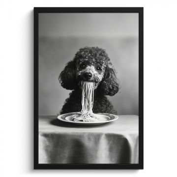 Cuadros enmarcados - Caniche - Perro - Negro - Blanco - Lindo - Pasta
