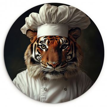 Cuadro redondo - Tigre - Ropa de cocinero - Marrón