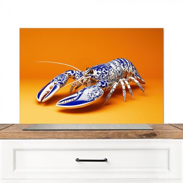 Salpicaderos de cocina - Langosta - Azul de Delft - Escudo - Resistente - Naranja