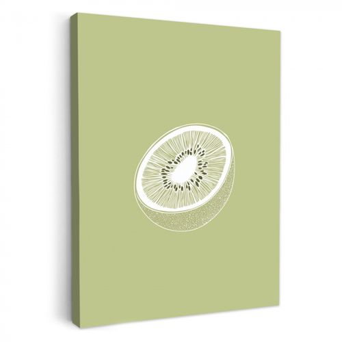 Lienzos decorativos - Kiwi - Dibujo lineal - Minimalista - Verde