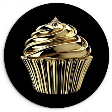 Cuadro redondo - Cupcake - Comida - Oro - Negro