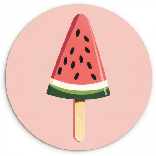 Cuadro redondo - Sandía - Helado - Pepitas - Rojo