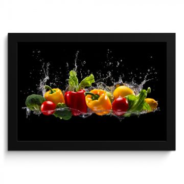 Cuadros enmarcados - Pimiento dulce - Agua - Vegetal - Negro