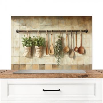 Salpicaderos de cocina - Madera - Utensilios de cocina - Naturaleza muerta - Azulejos