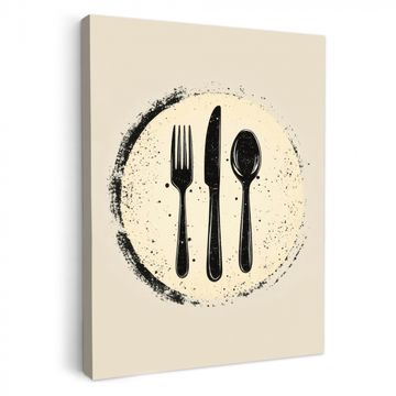 Lienzos decorativos - Negro - Cubiertos - Redondos