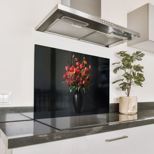 Salpicaderos de cocina - Ramo - Tulipanes - Jarrón - Rojo
