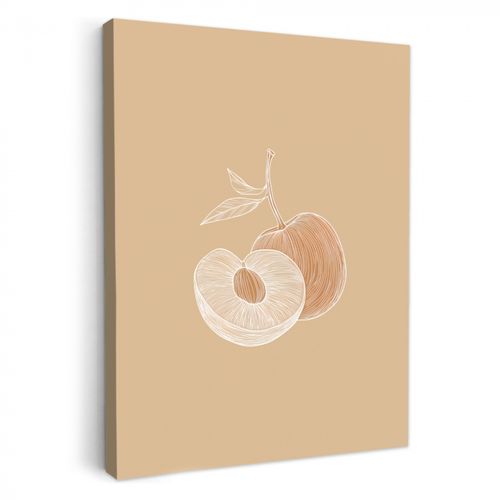 Lienzos decorativos - Melocotón - Dibujo lineal - Foso - Beige