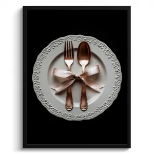 Cuadros enmarcados - Rosa - Lazo - Cubiertos