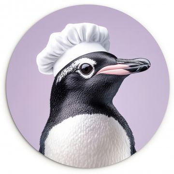 Cuadro redondo - Penguin - Gorro de cocinero - Dulce - Morado
