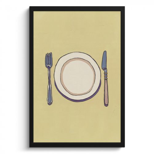 Cuadros enmarcados - Ilustración - Plato - Cubiertos - Beige