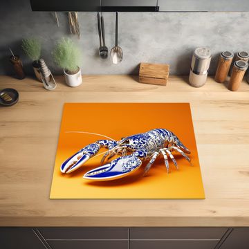 Protector de inducción - Langosta - Azul de Delft - Escudo - Resistente - Naranja