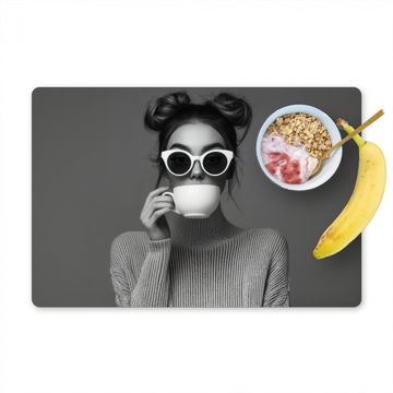 Salvamanteles - Mujer - Café - Negro - Blanco