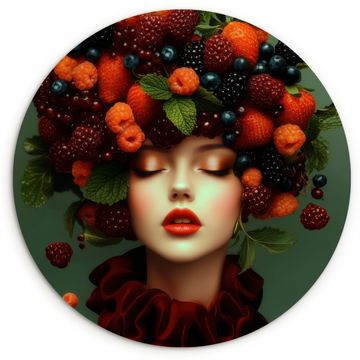 Cuadro redondo - Mujer - Fresas - Frambuesas - Zarzamoras - Moras