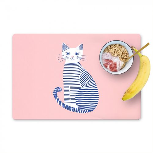 Gato - Ilustración - Minimalista - Rosa
