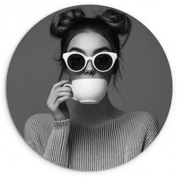 Cuadro redondo - Mujer - Café - Negro - Blanco
