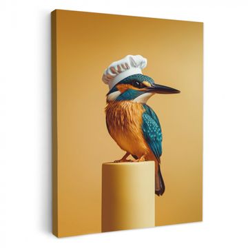 Lienzos decorativos - Martín pescador - Columna - Gorro de cocinero - Ave