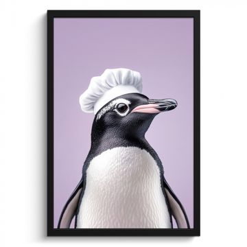 Cuadros enmarcados - Pingüino - Gorro de cocinero - Tierno - Morado