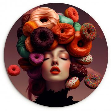 Cuadro redondo - Mujer - Donuts - Colorido