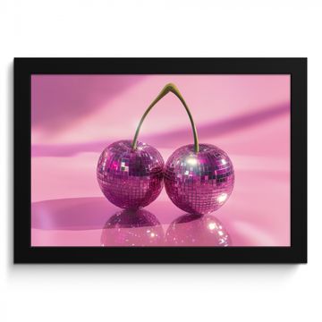 Cuadros enmarcados - Purpurina - Bola de discoteca - Rosa - Cereza