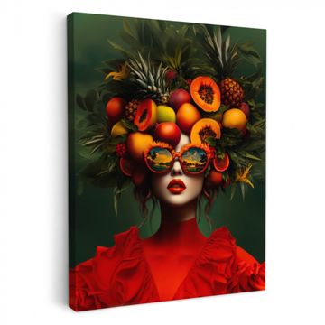 Lienzos decorativos - Mujer - Frutas - Papaya - Piña