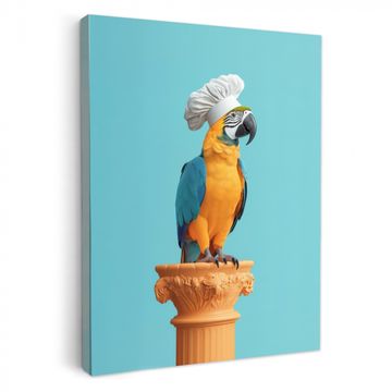 Lienzos decorativos - Loro - Gorro de cocinero - Divertido - Ave