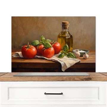 Salpicaderos de cocina - Tomates - Aceite de oliva - Naturaleza muerta