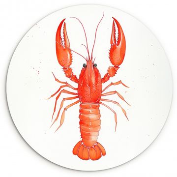 Cuadro redondo - Langosta - Acuarela - Naranja