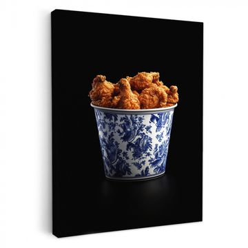 Lienzos decorativos - Pollo - Cubo - Azul de Delft - Sabroso
