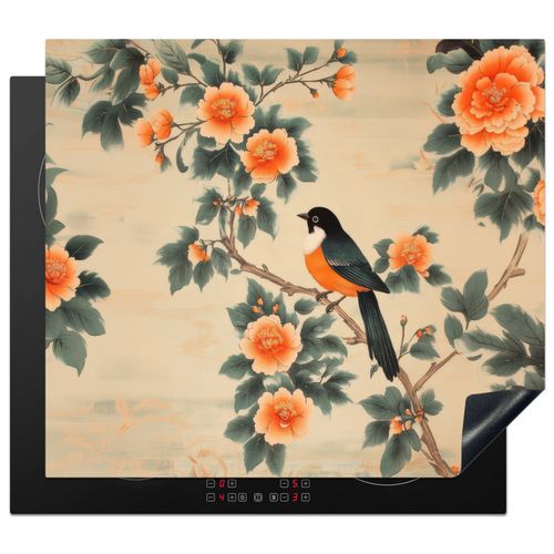 Protector de placa de induccion - Pájaro - Rama - Flores - Naranja