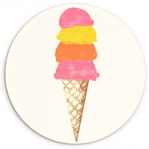Cuadro redondo - Pala de helado - Cuernos - Ilustración - Minimalista
